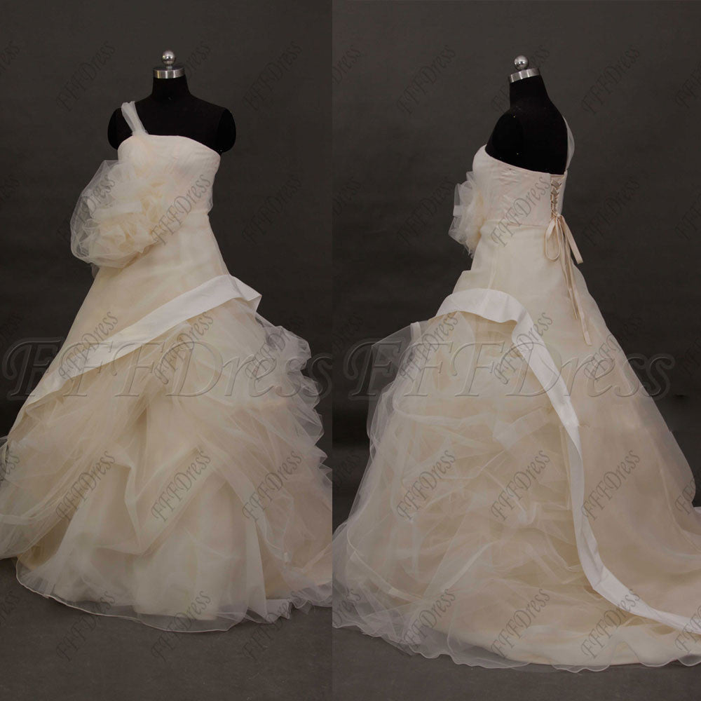 One shoulder caught up ball gown wedding dresses