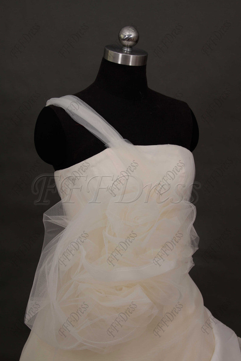 One shoulder caught up ball gown wedding dresses